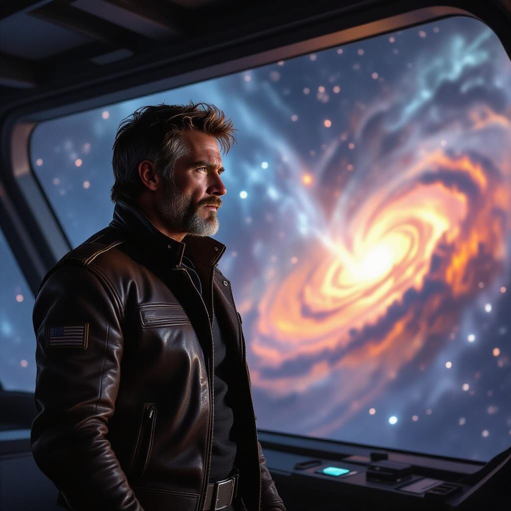 Nebula Gaze: A Spaceship Captain Portrait