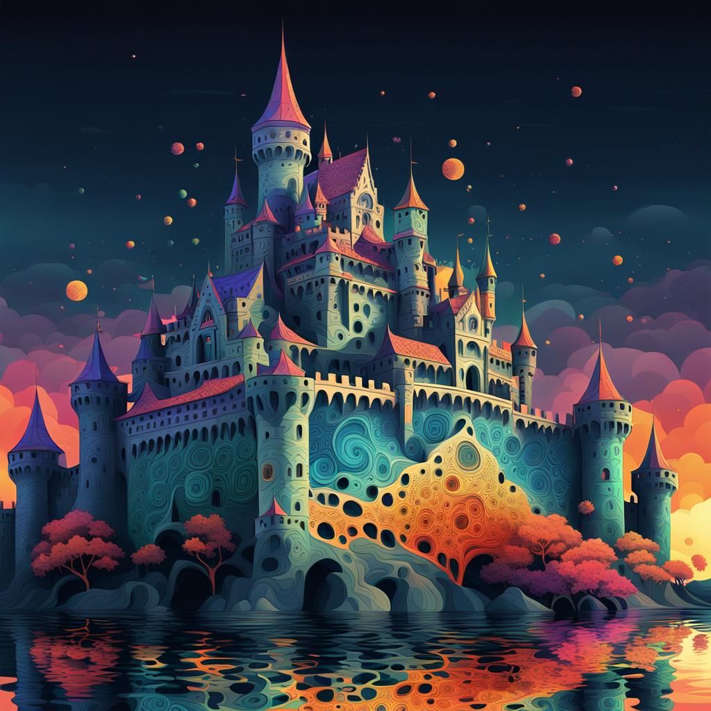 Abstract Fractal Castle by Riverside in Vector Art
