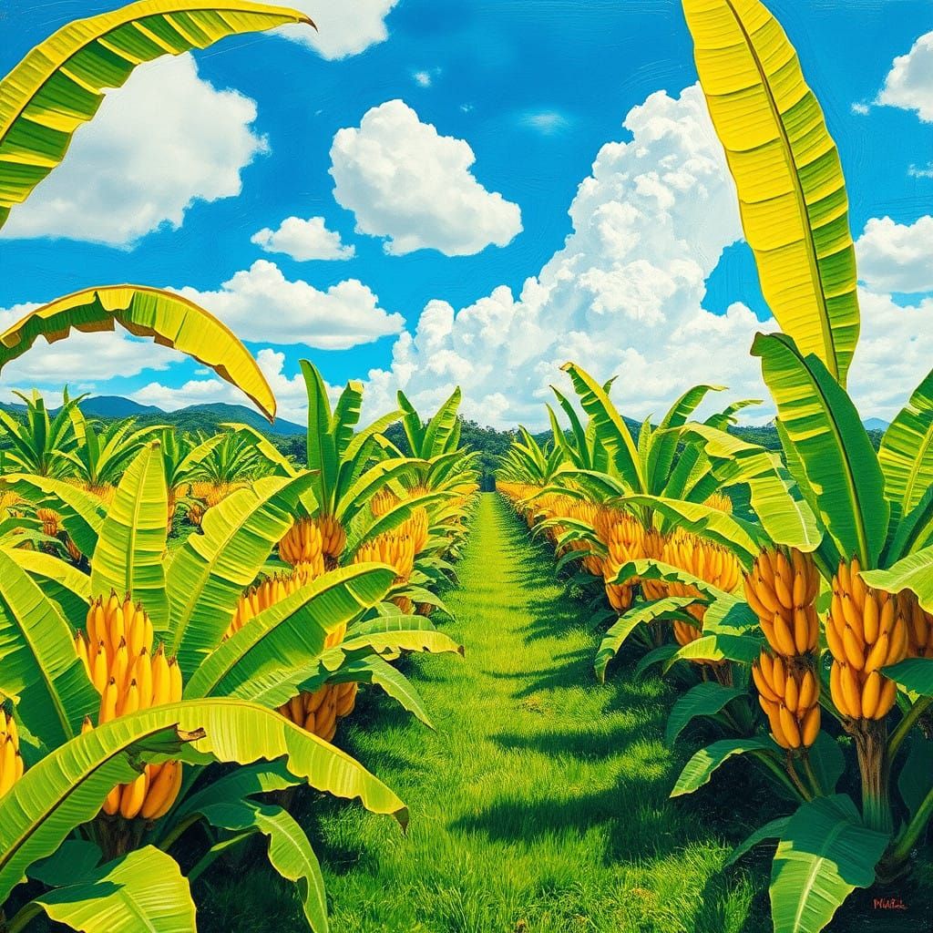 Vibrant Tropical Banana Farm Masterpiece