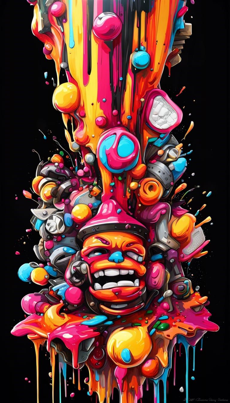 3D Graffiti Art with Oil Gouache Melting Effect