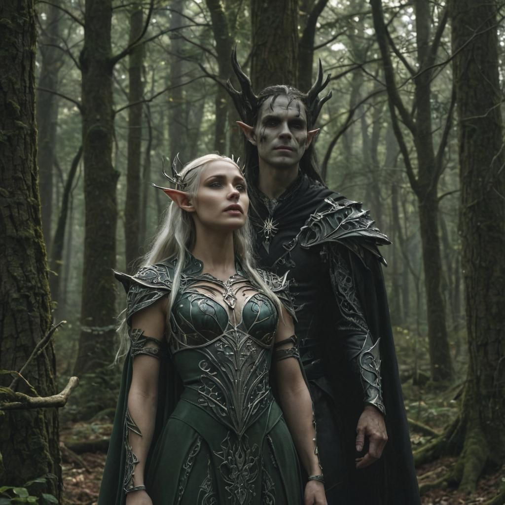 Solar Elven Queen in Romantic Forest Theme