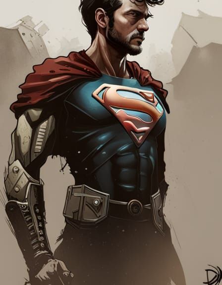 Battle Worn Steampunk Superman Portrait