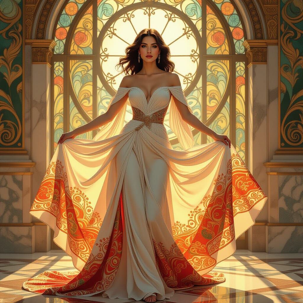 Neo-Baroque Woman With Textured Dress Revealed