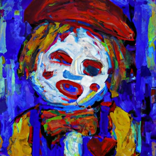 Clown Portrait in Expressionist Impasto Style