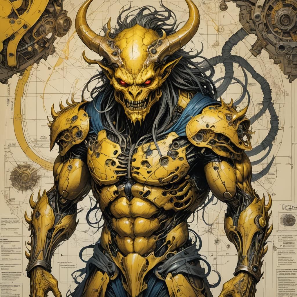 Yellow Demon of Souls in Graphic Novel Style