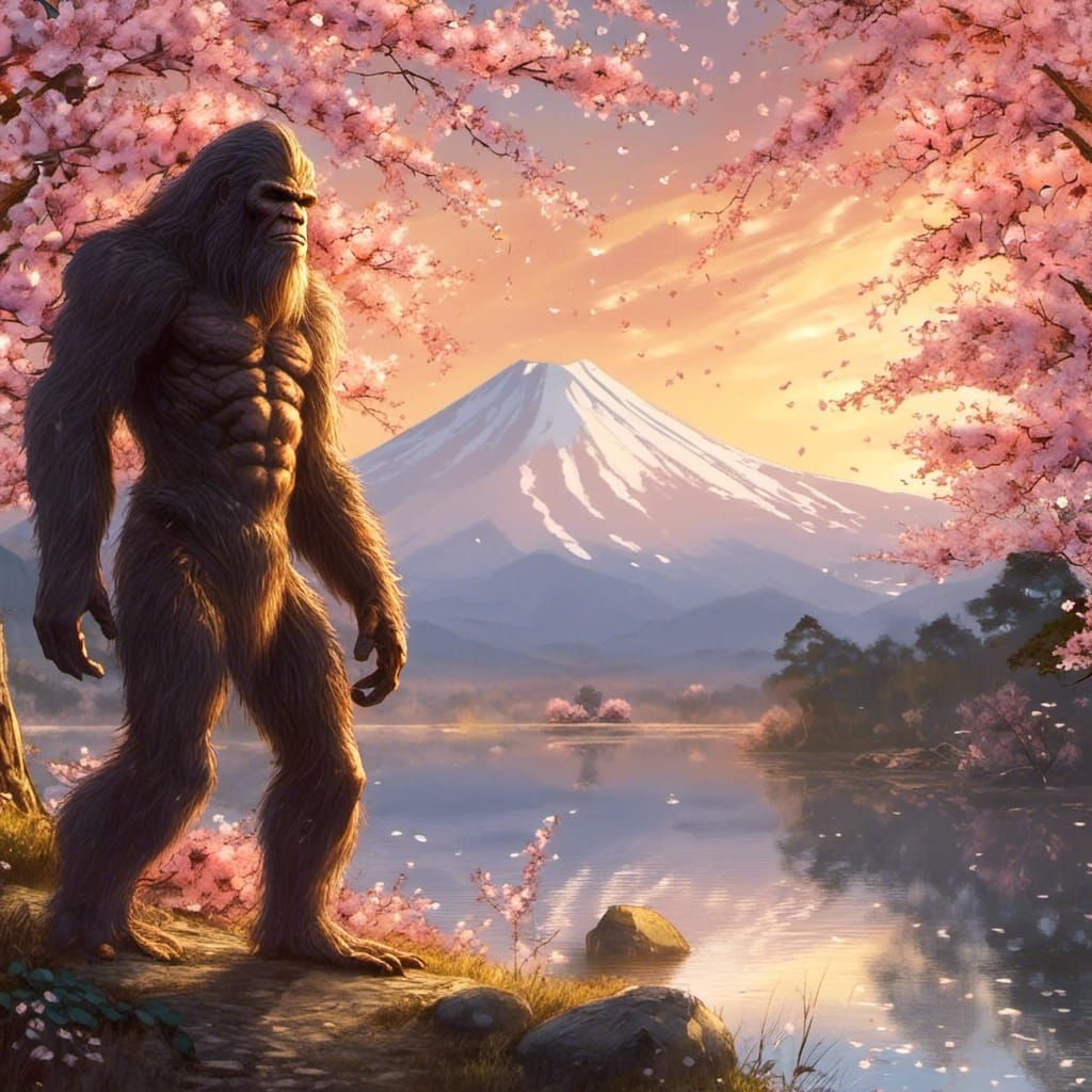 Anime Character at Mount Fuji in Pastel Colors