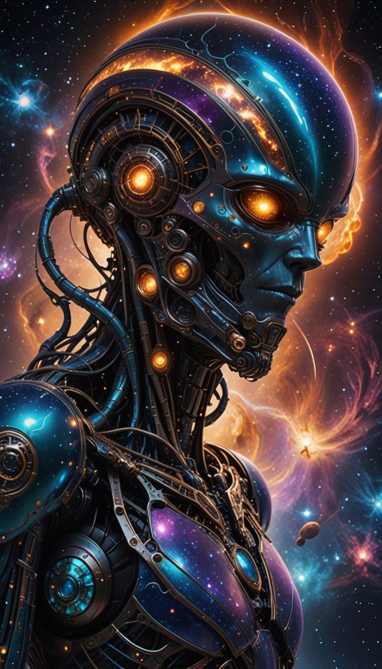 Cosmic Biomechanical God in Nebulaic Splendor