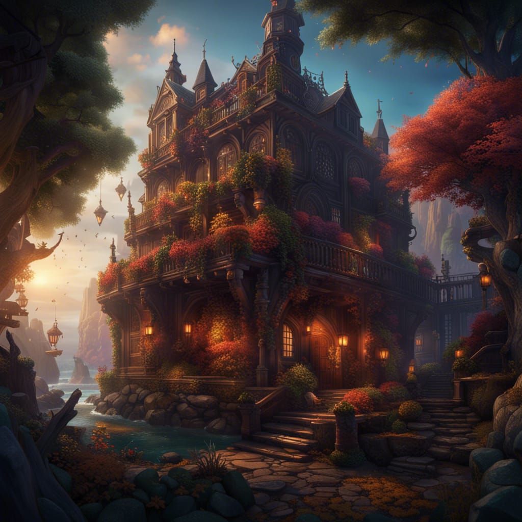 Fantastical Workplace of Joy: Matte Painting Concept Art