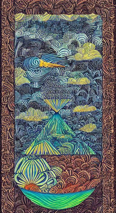 Double Exposure Postcard: Climate Vessel and Bird in Anime S...