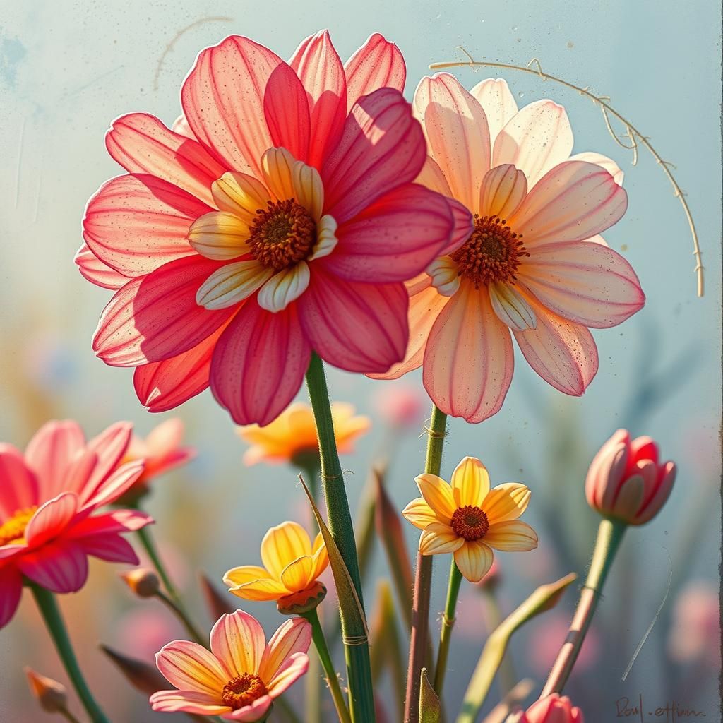 Whimsical Flowers in Crayon