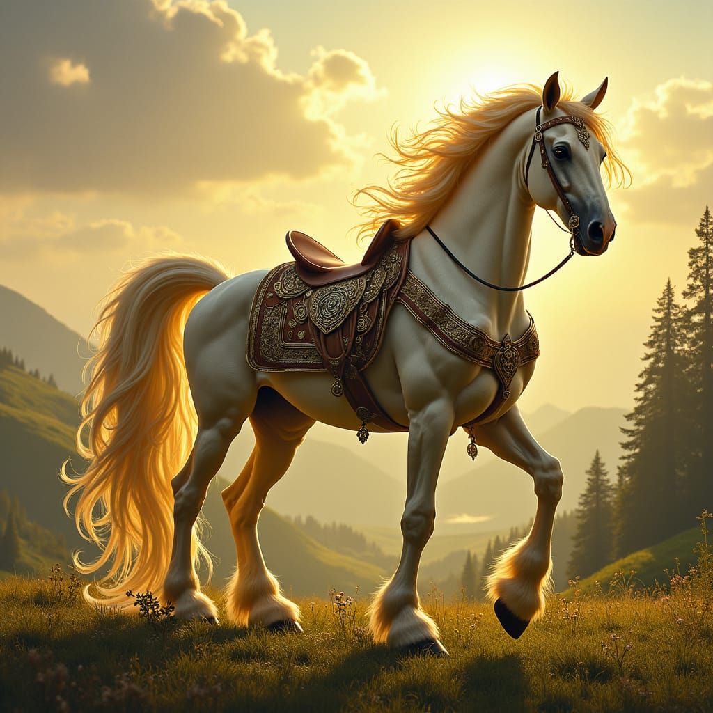 Majestic Centauress in Sunlit Landscape