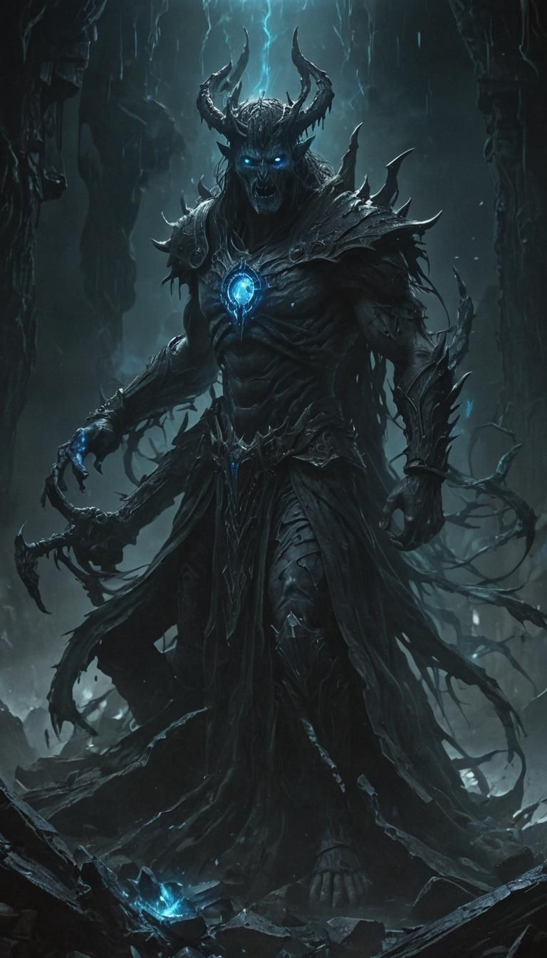 Silent Doom Emerges from Abyssal Chasm: Dark Fantasy Art