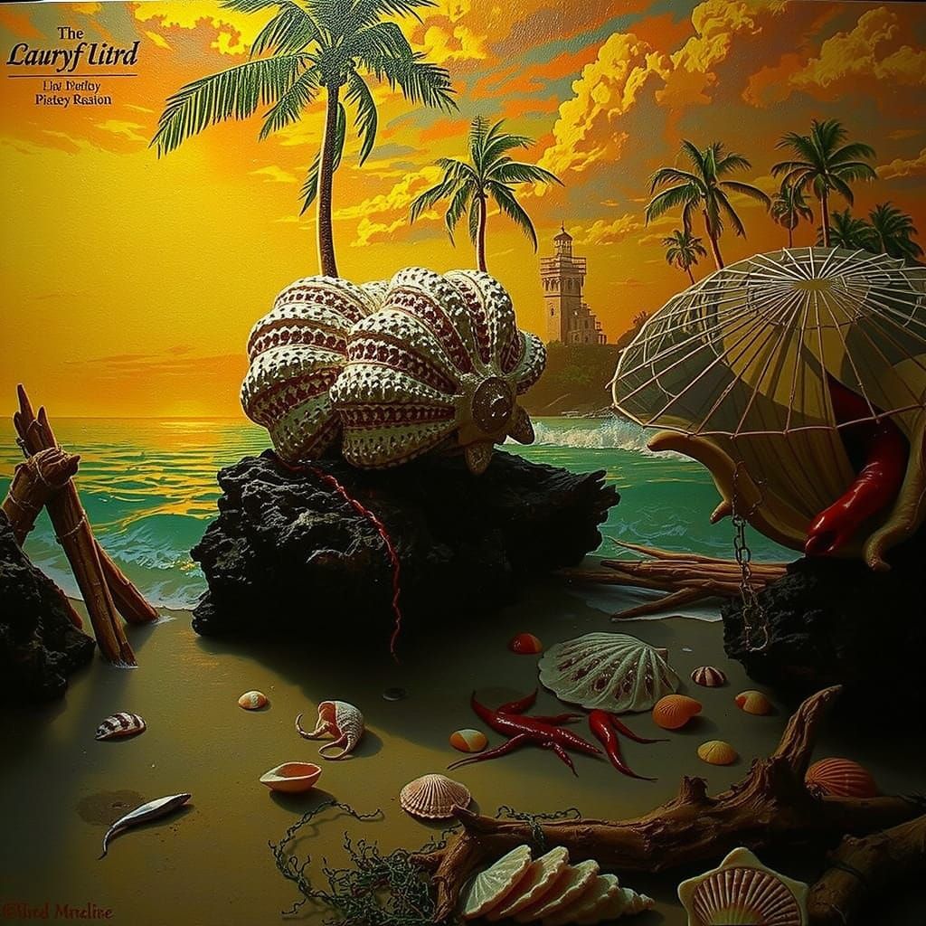 Hyperrealistic Beach Scene with Palm Trees and Ocean Waves