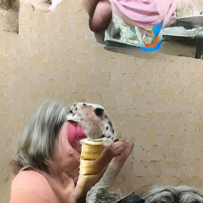 A Mother Enjoys an Ice Cream Cone