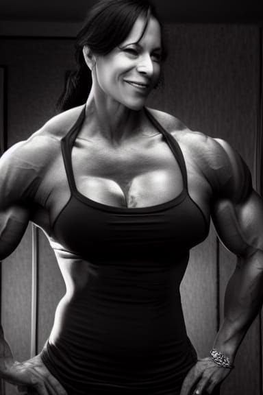 Extremely Muscular Female Bodybuilder with Ripped Physique