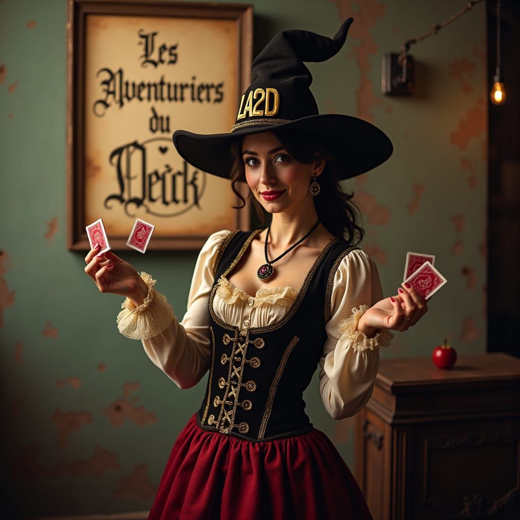 Enchanting Magician with Dice and Mystical Cards