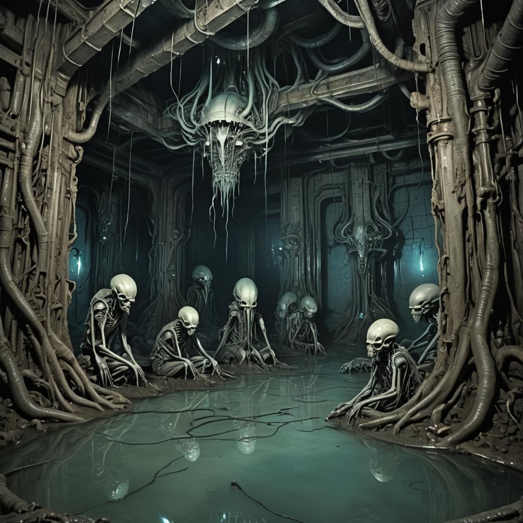 Biomechanical Horror: Necromorph Ritual in Subterranean Deca...