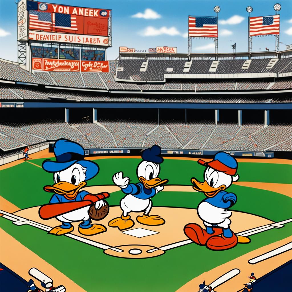 Donald Duck and Nephews at Yankee Stadium