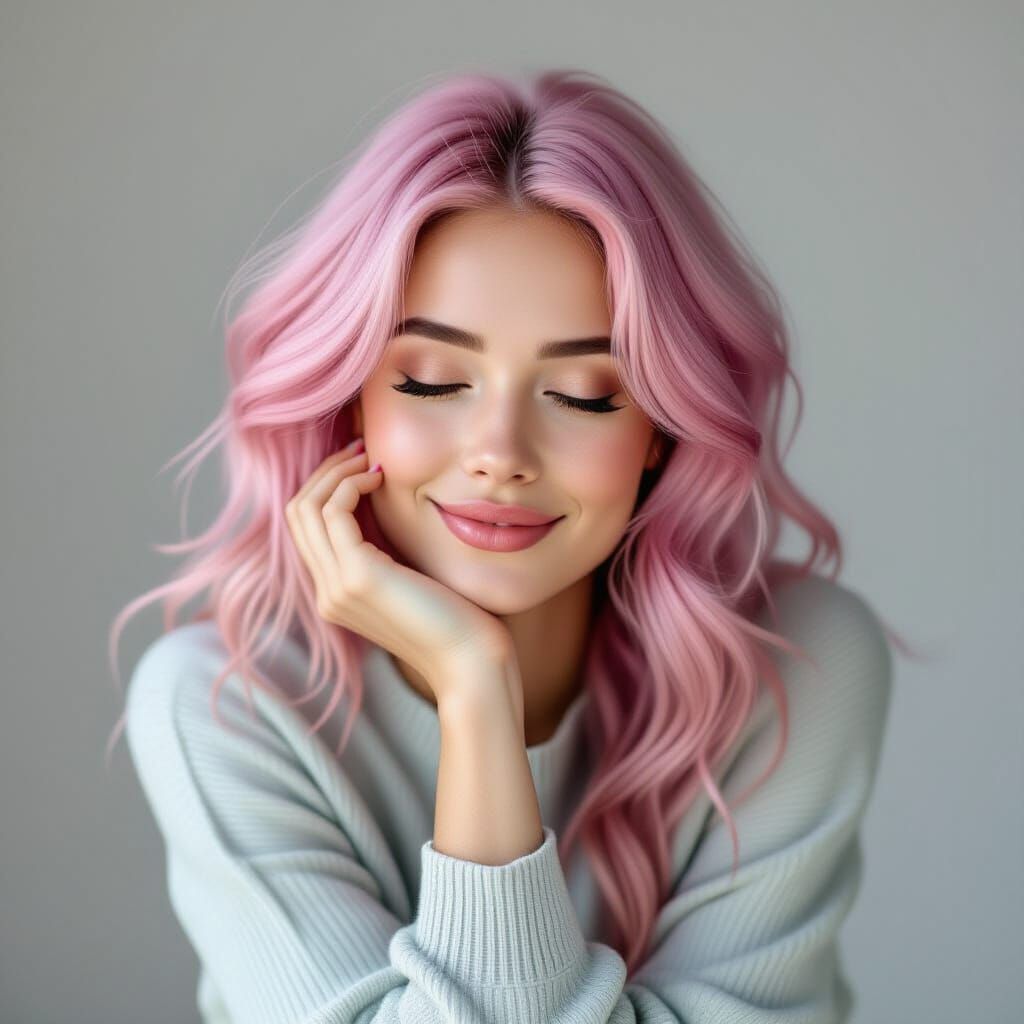 Pink Haired Woman Embracing Peace