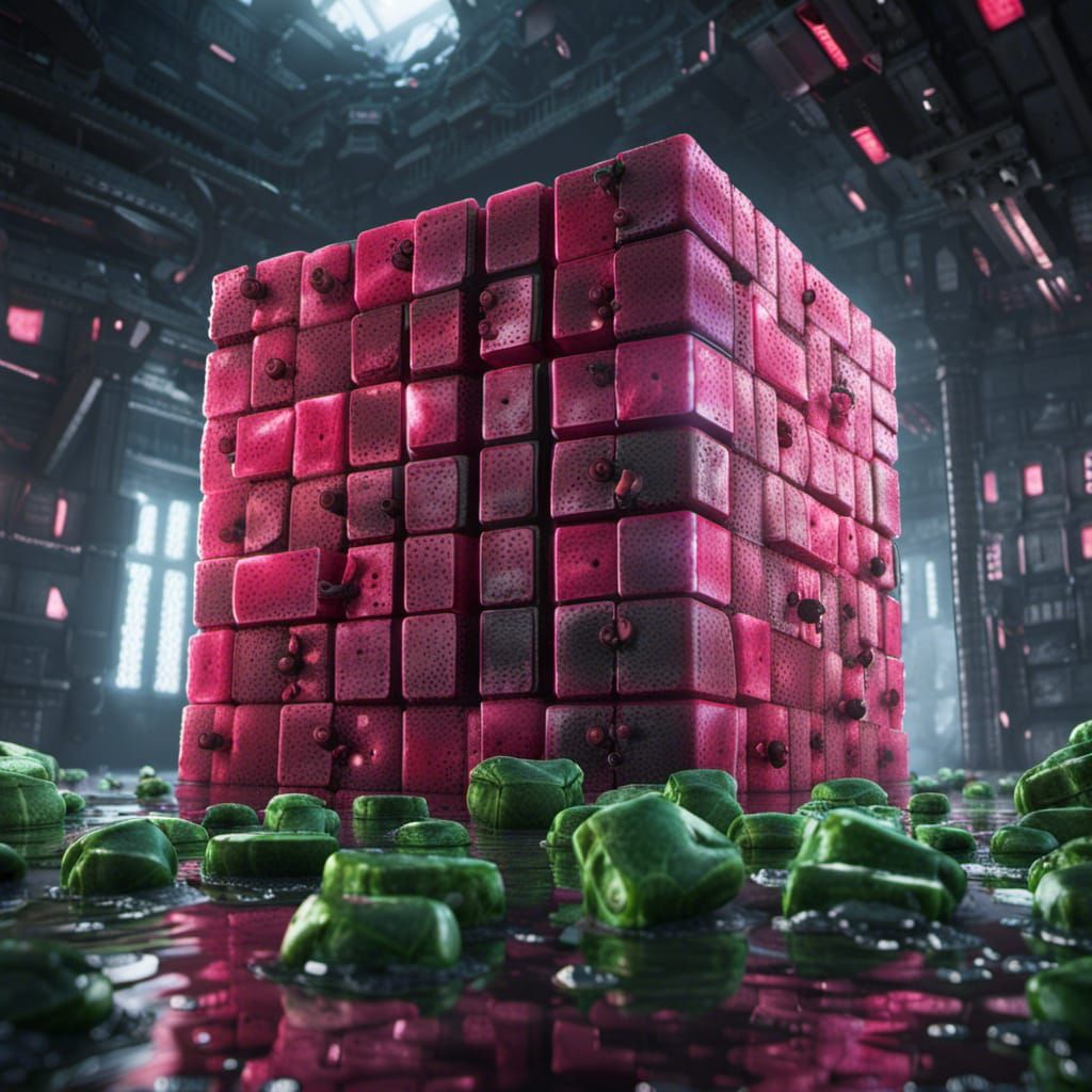 Borg Cube Watermelon: Detailed Matte Painting