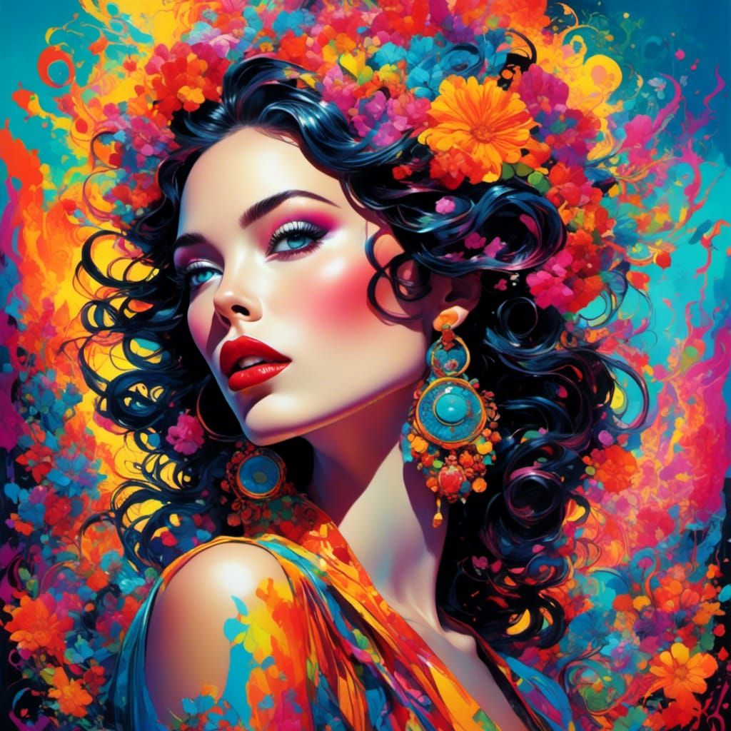 Vibrant Pop Art Portrait of a Woman