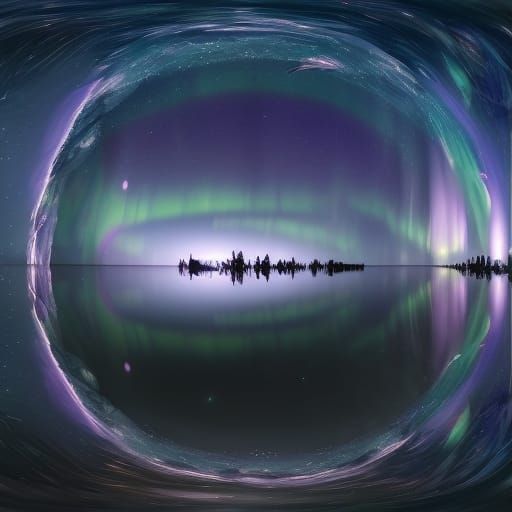 Spectacular Aurora Borealis Reflected in Night Sky