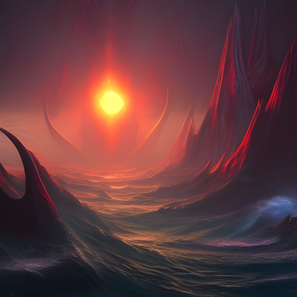 Eldritch Alien Ocean in Detailed Matte Painting