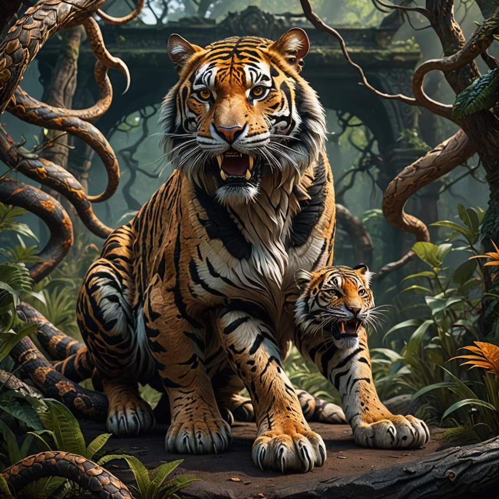 Rattlesnake Tiger Hybrid: Fantasy Concept Art
