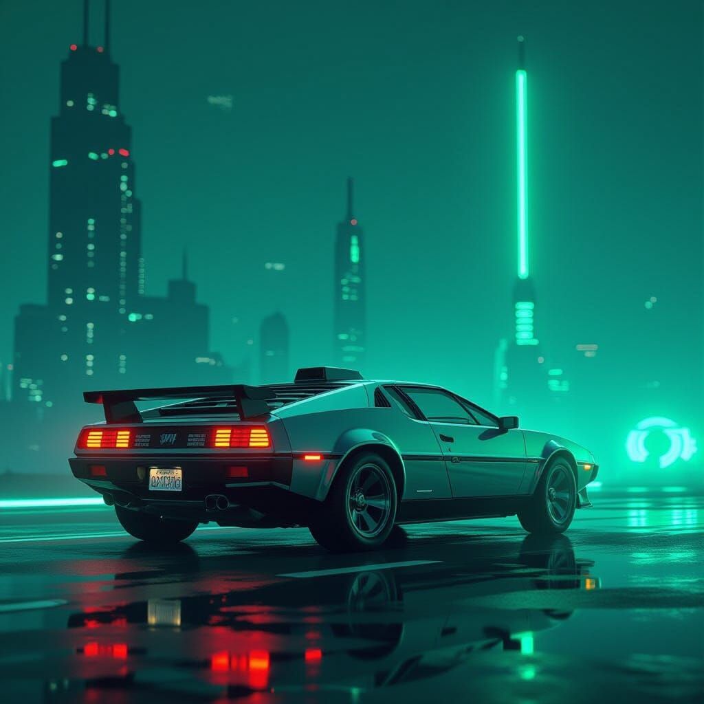 Sleek Chrome Background with Subtle Green Neon Glow