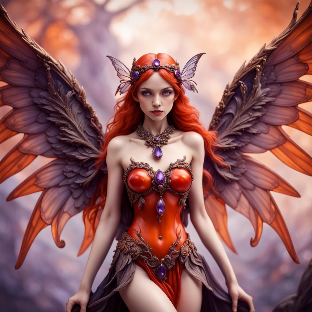 Carnelian and Amethyst Crystal Fairies