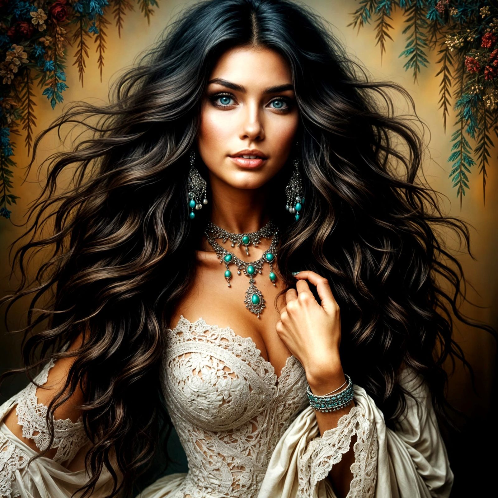 Italian Beauty in Elegant White Gown