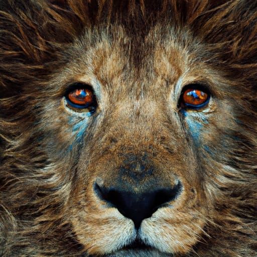 Lion with Galaxy Eyes: Professional Color Portrait