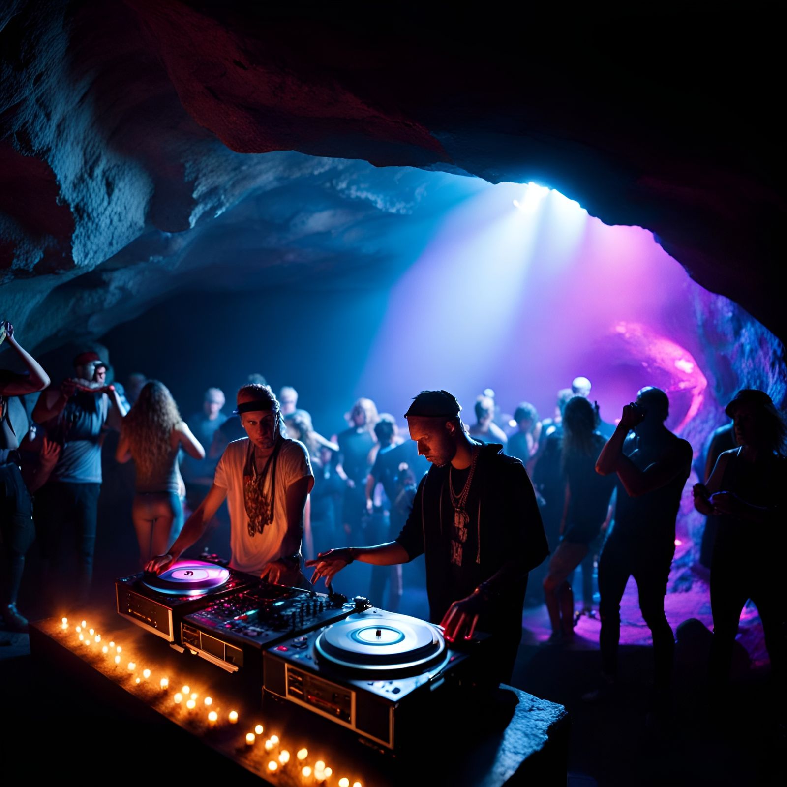 Underground Cave Rave with Dancing People