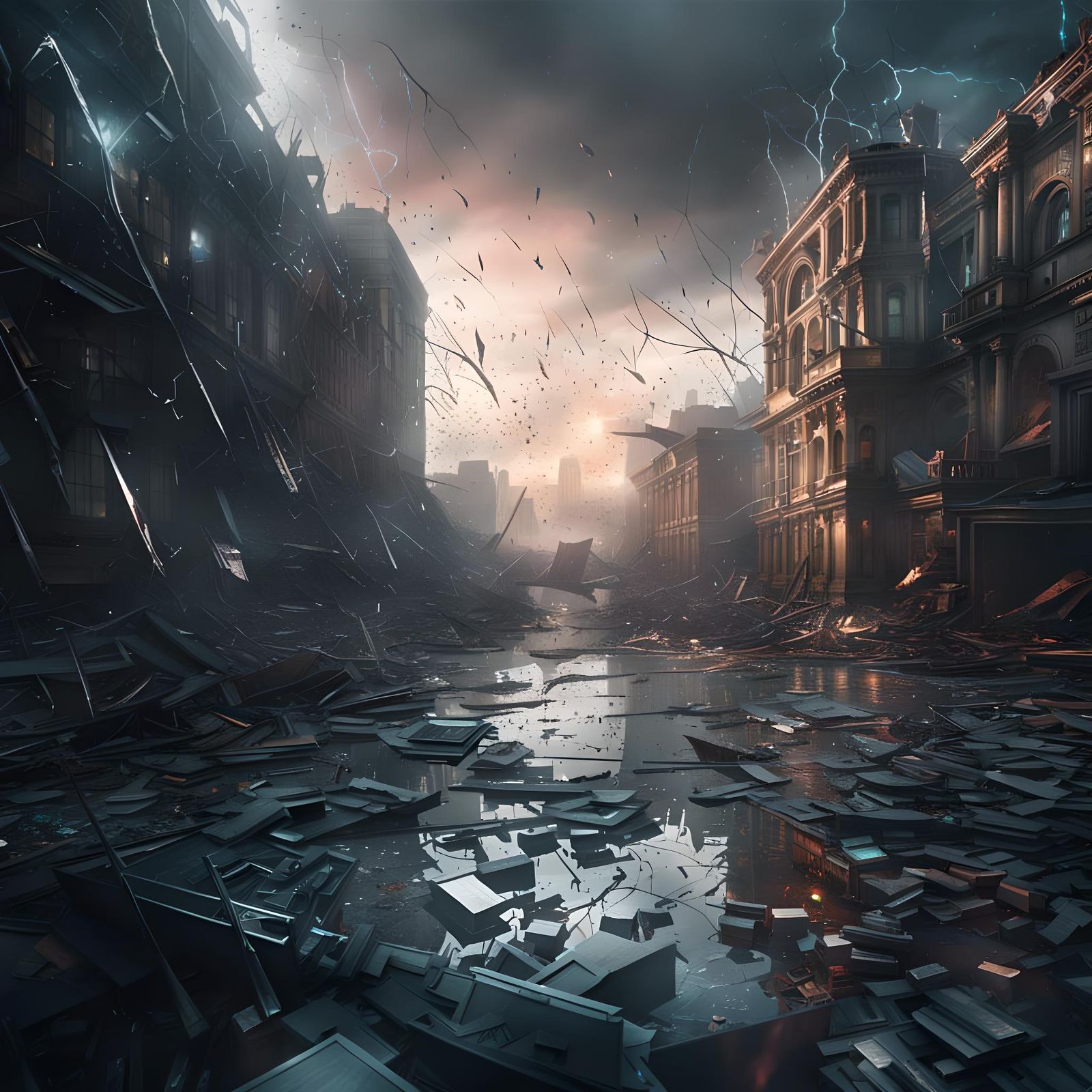 Shattered Glass in Epic Cinematic Digital Painting