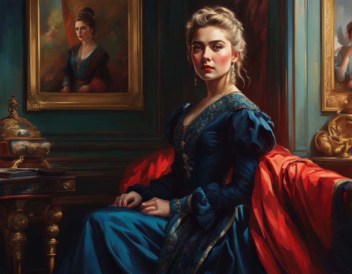 Victorian Dame Portrait in Oil Painting Style