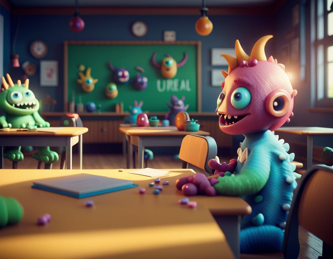 Monster School Classroom in 3D Game Style