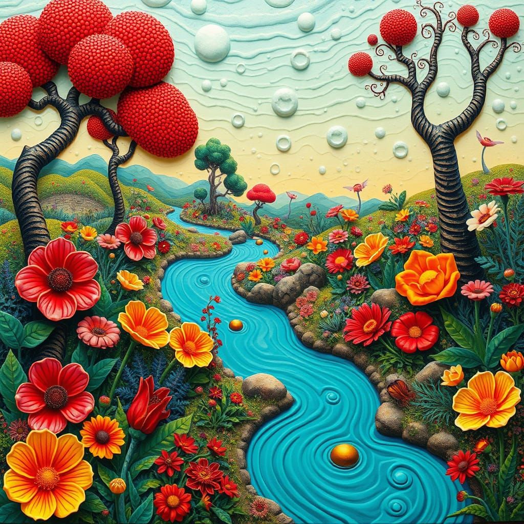 Vibrant Art Nouveau Garden of Whimsy and Wonder