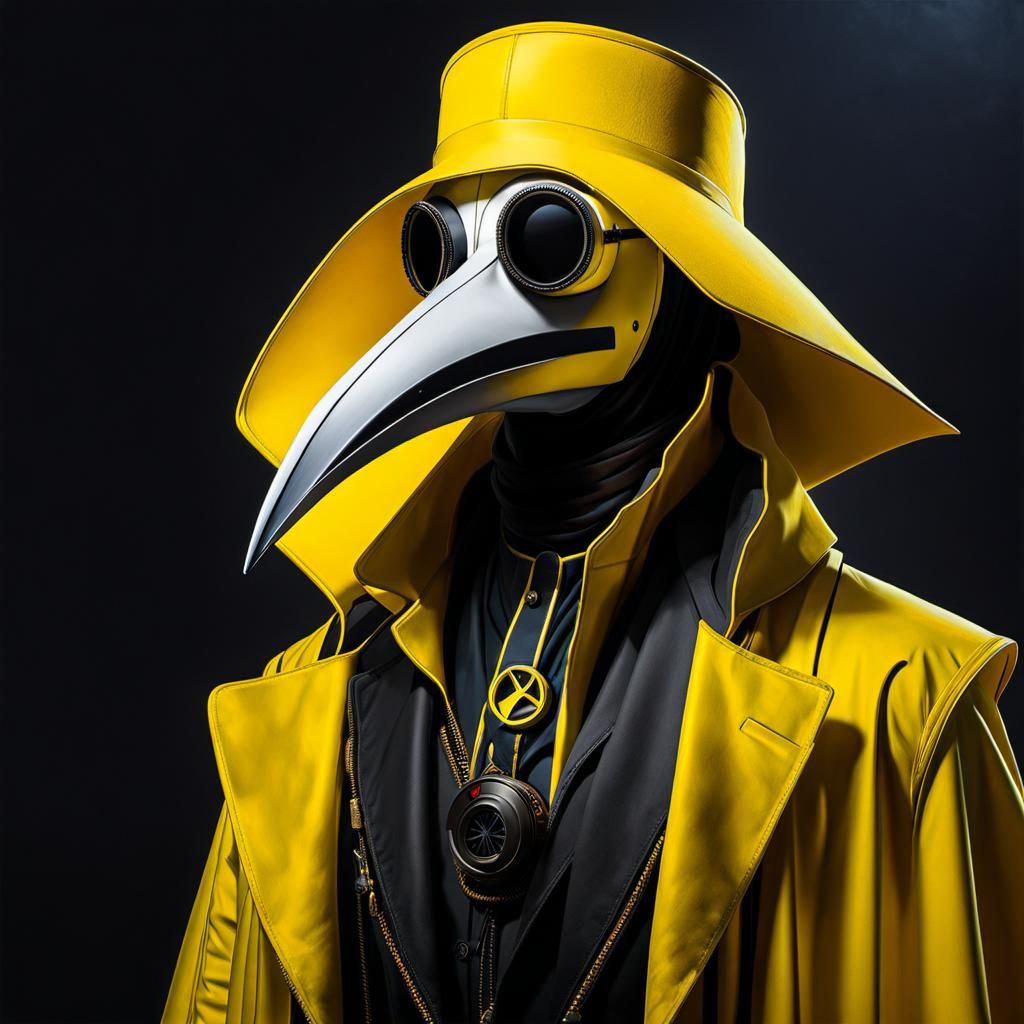 Cyberpunk Plague Doctor Portrait in Cubist Style