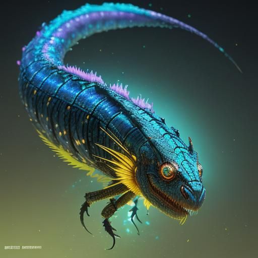 Sci-Fi Glitch Worm Larva in Digital Concept Art