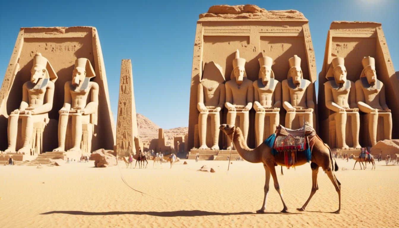 Camel Riding by the Temple of Luxor, in Egypt