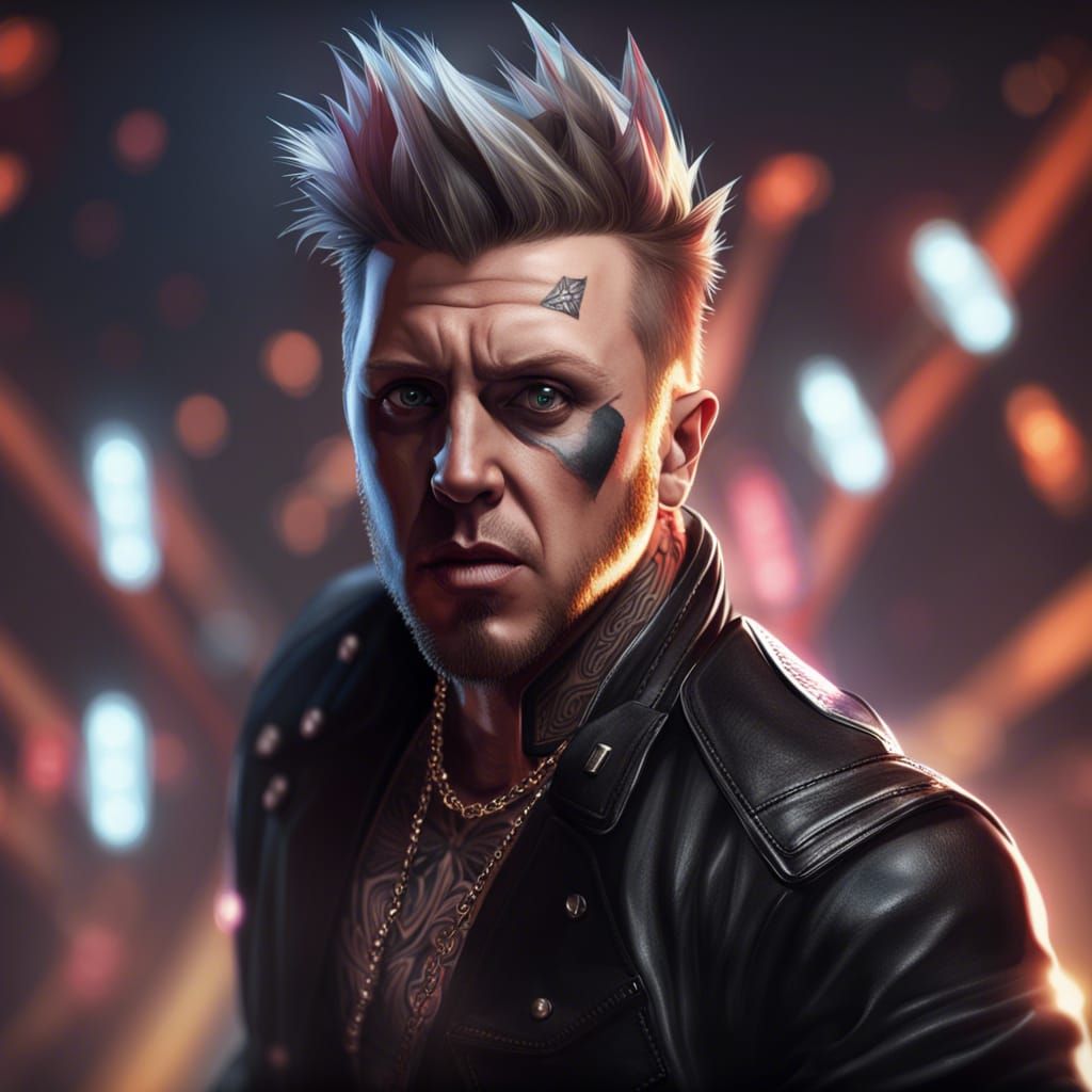 Roaring Rockstar Portrait with Dynamic Lighting