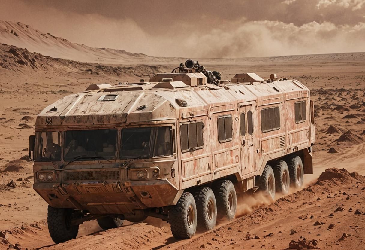 Martian Vehicle Escapes Red Dust Storm