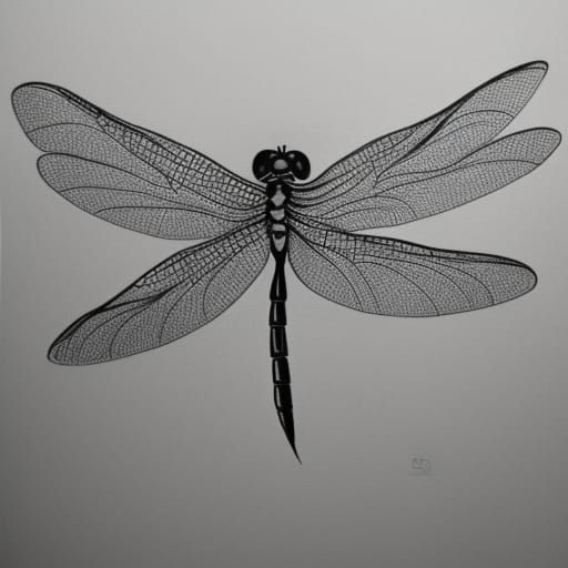 Pencil Drawing of a Dragonfly