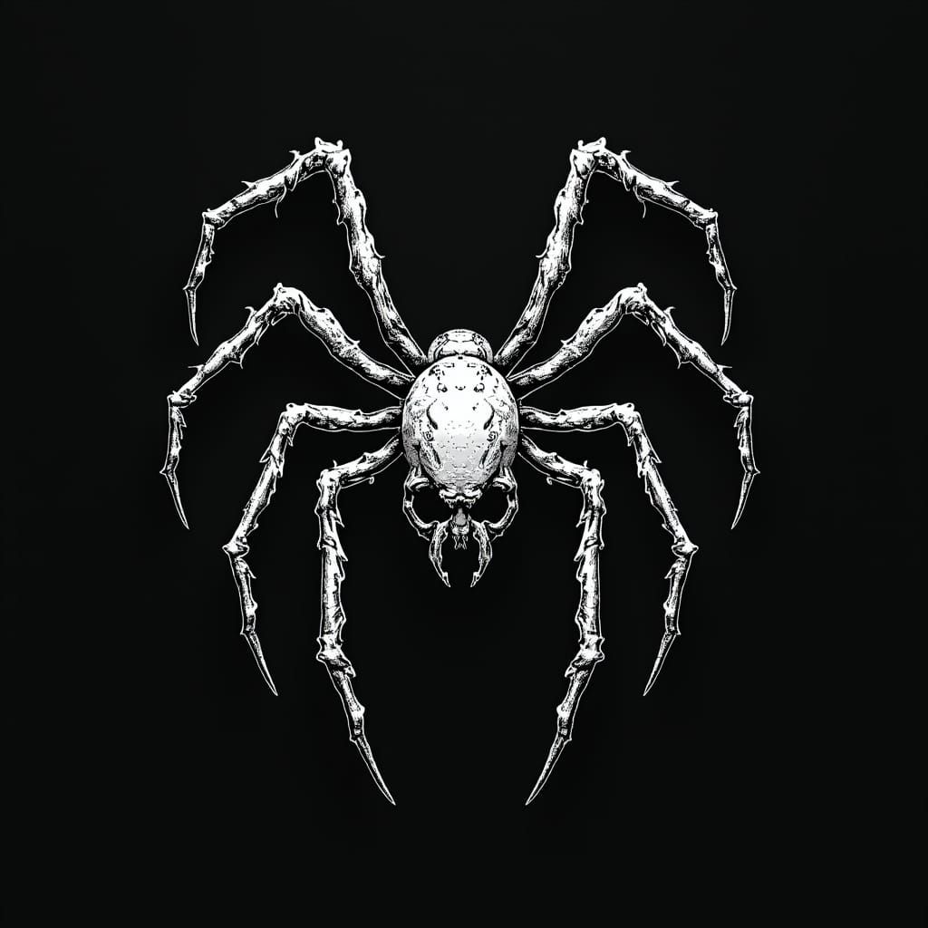 Heavy Metal Spider Logo in White and Black