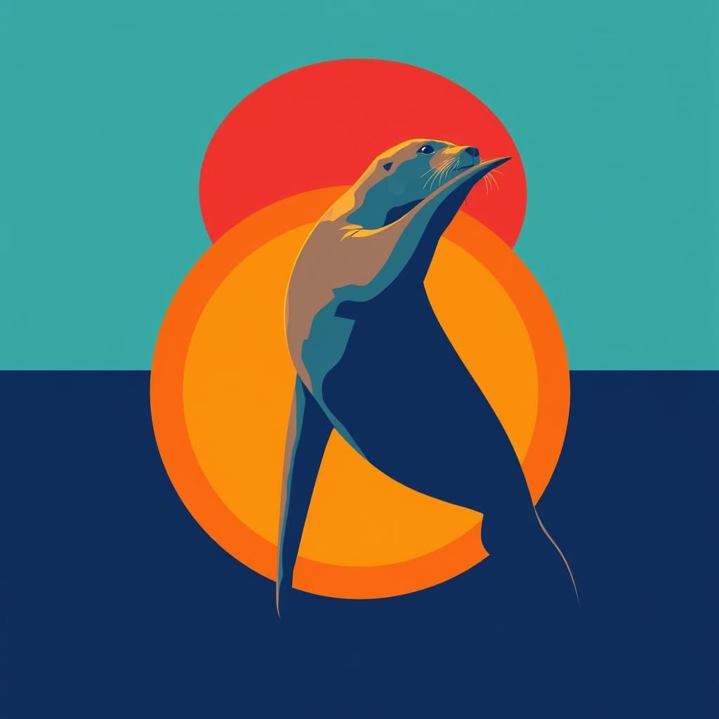 Seal in Pop Art Style with Geometric Elements