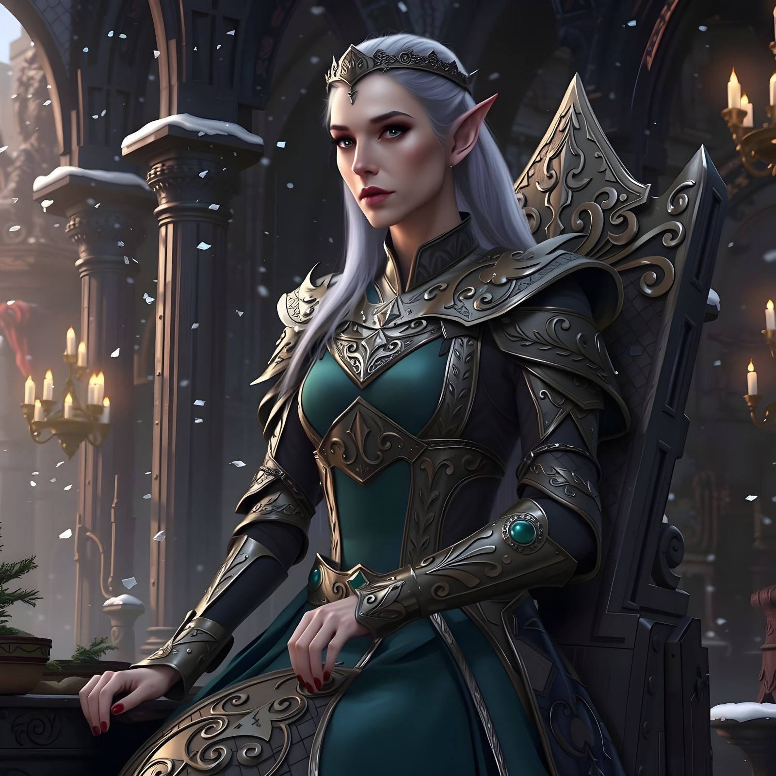 Seductive Dark Elf Princess Claims Throne in Icy Winter Wond...