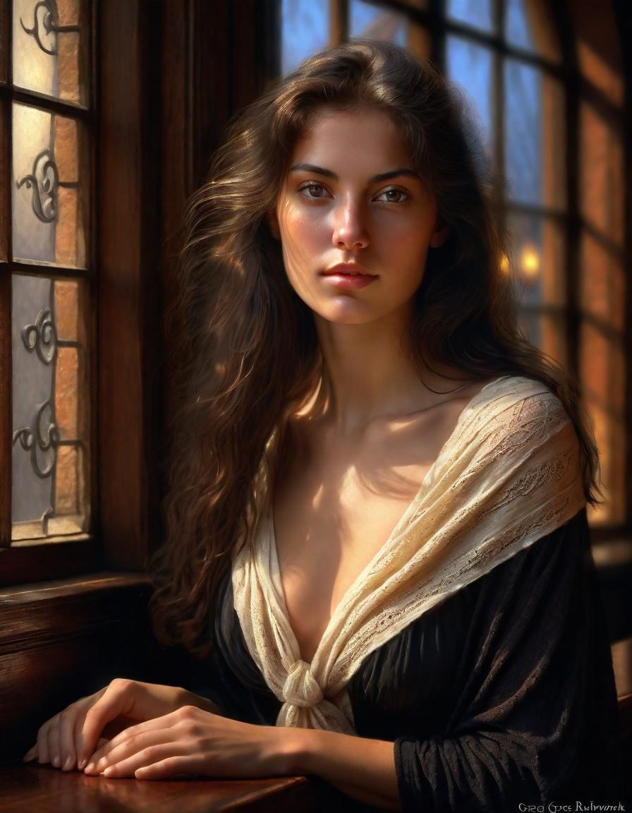 Renaissance Woman in Moonlight, Photorealistic Fantasy
