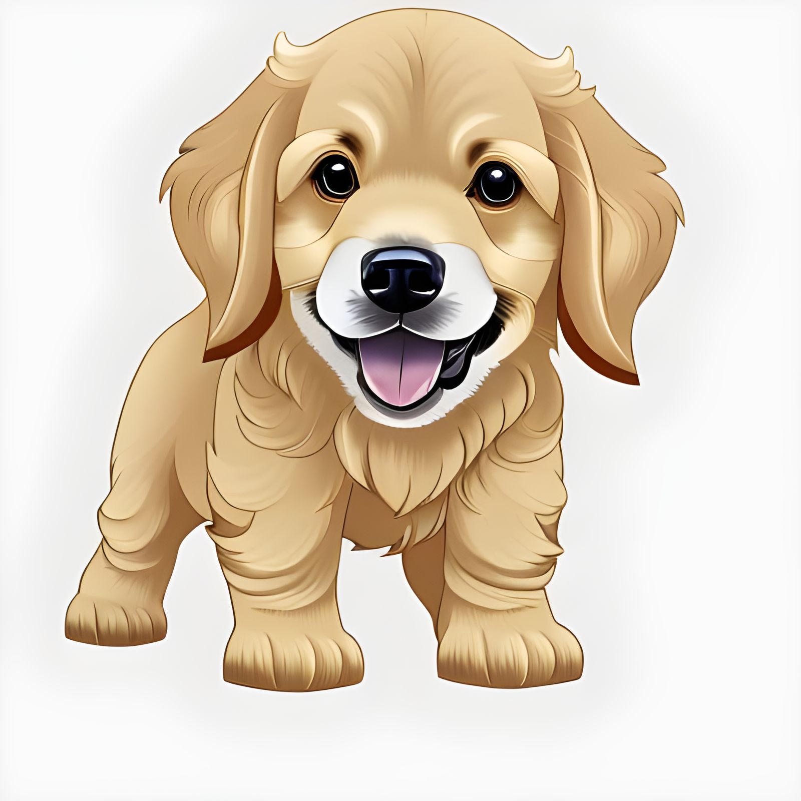 Adorable Golden Retriever Puppy in Kawaii Anime Style