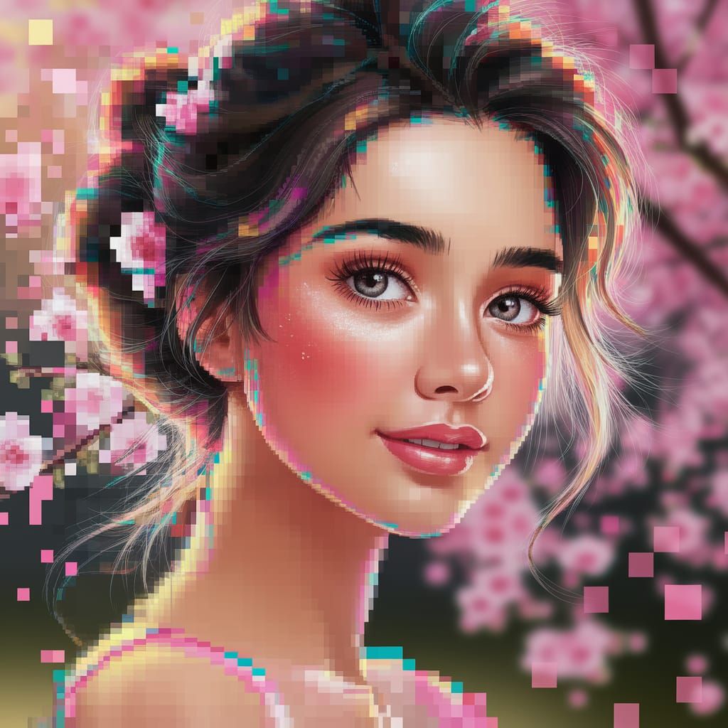 Pixelated Portrait of a Stunning Young Woman