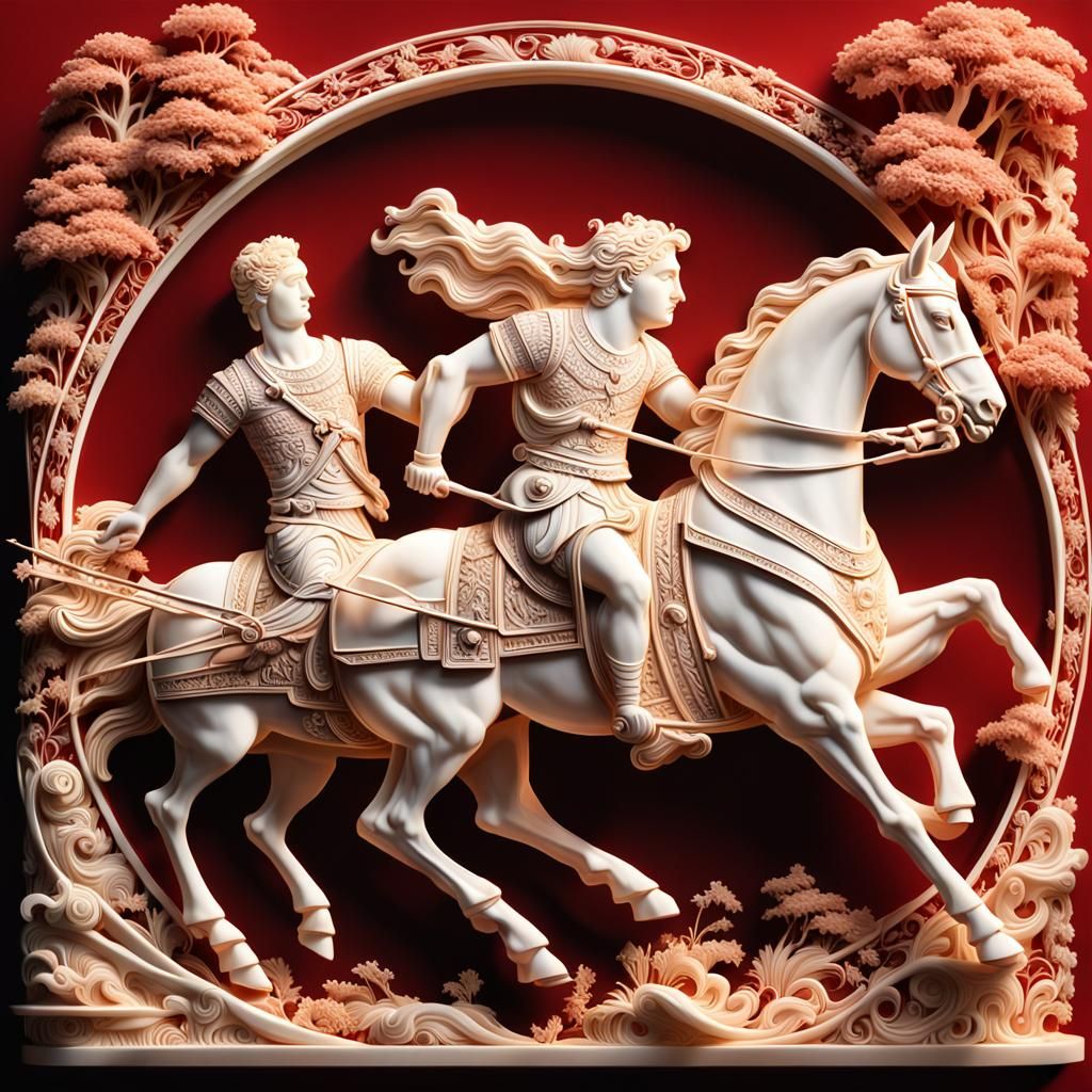 Apollo's Chariot: A Hyperrealistic Cameo Carving